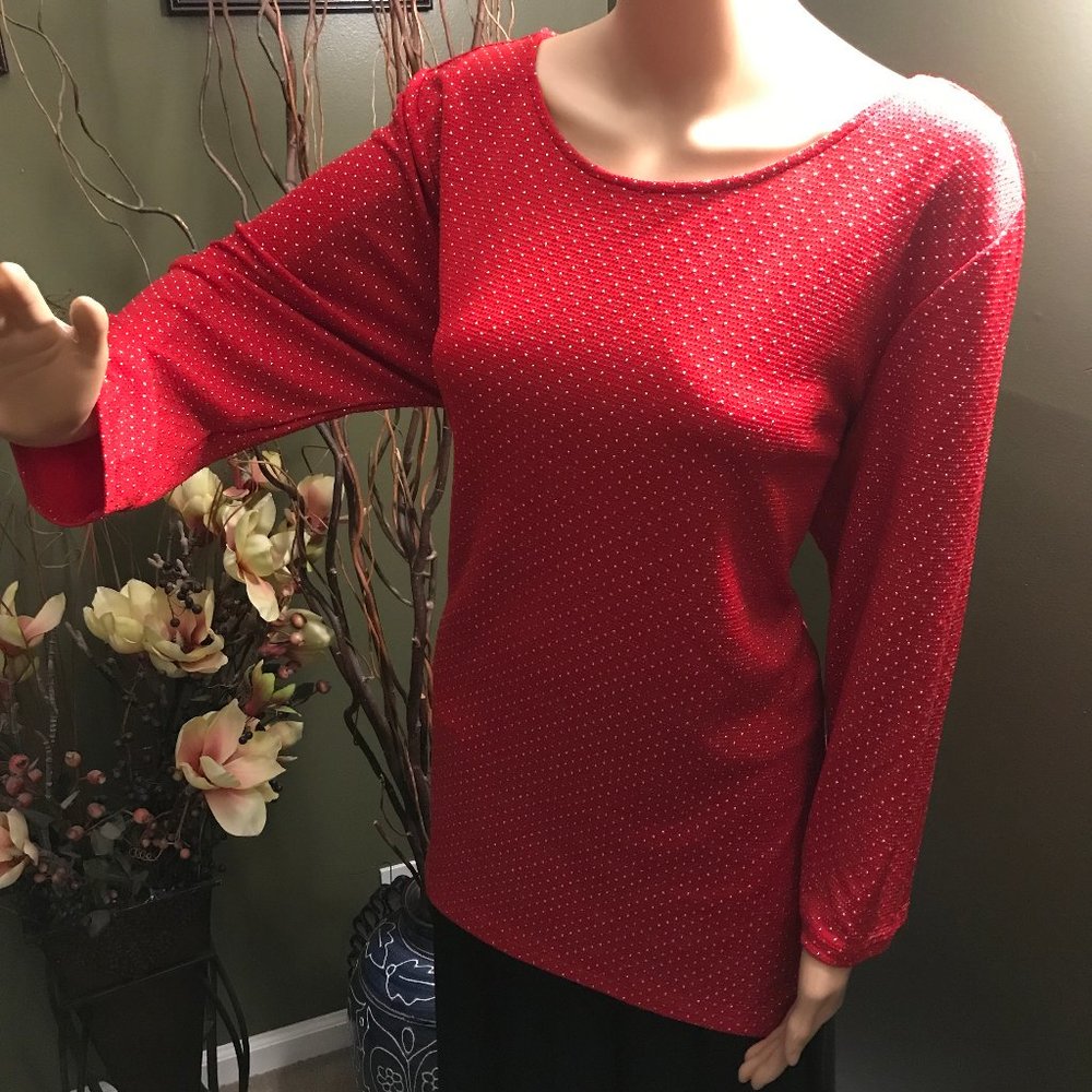 Ruby Rd Classic Red & Metallic Silver Dotted "Sha… - image 2